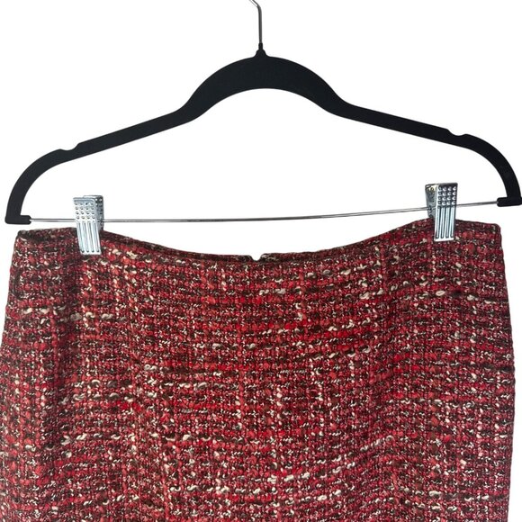 Talbots 8P Red & White Tweed Pencil Skirt - Picture 6 of 13